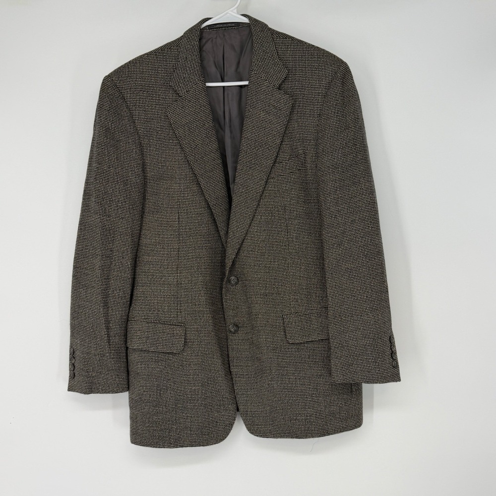 Ermenegildo Zegna Mens Brown Houndstooth Wool Blazer Sport Coat Italy 46R